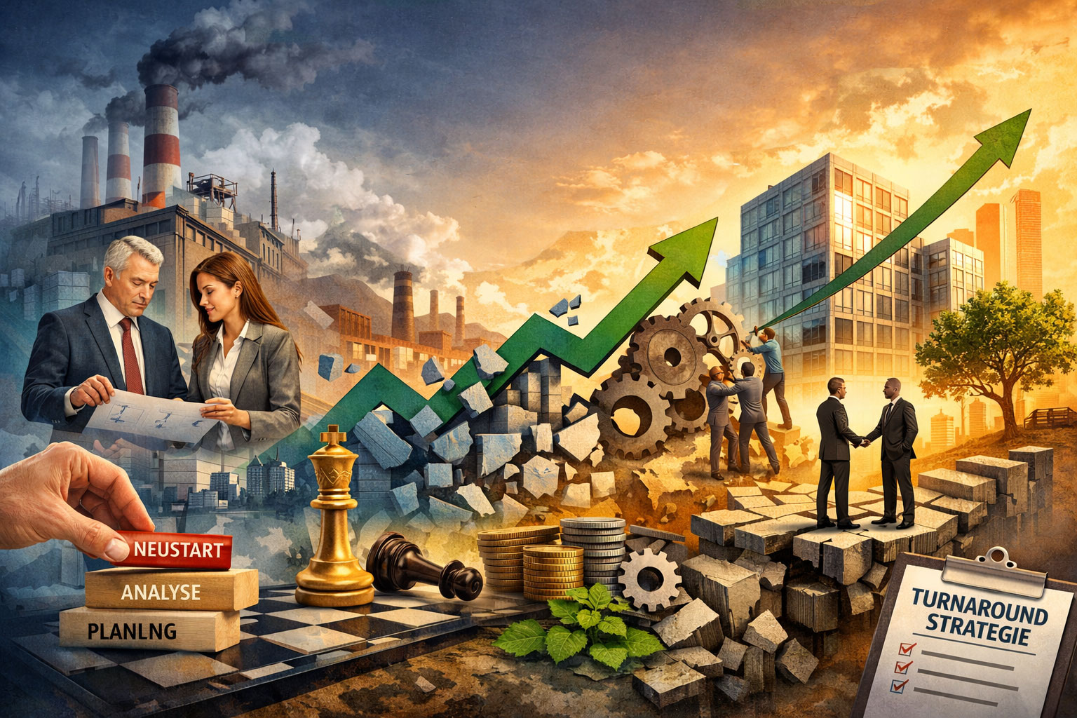 Sanie­rung und Restruk­tu­rie­rung von Unter­neh­men: Stra­te­gien für nach­hal­ti­gen Erfolg